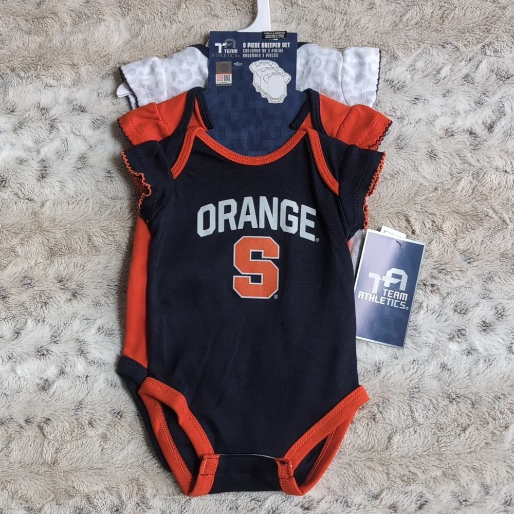 Syracuse Orange Girl's Officially Licensed Leopard Print 3 Piece Creeper…